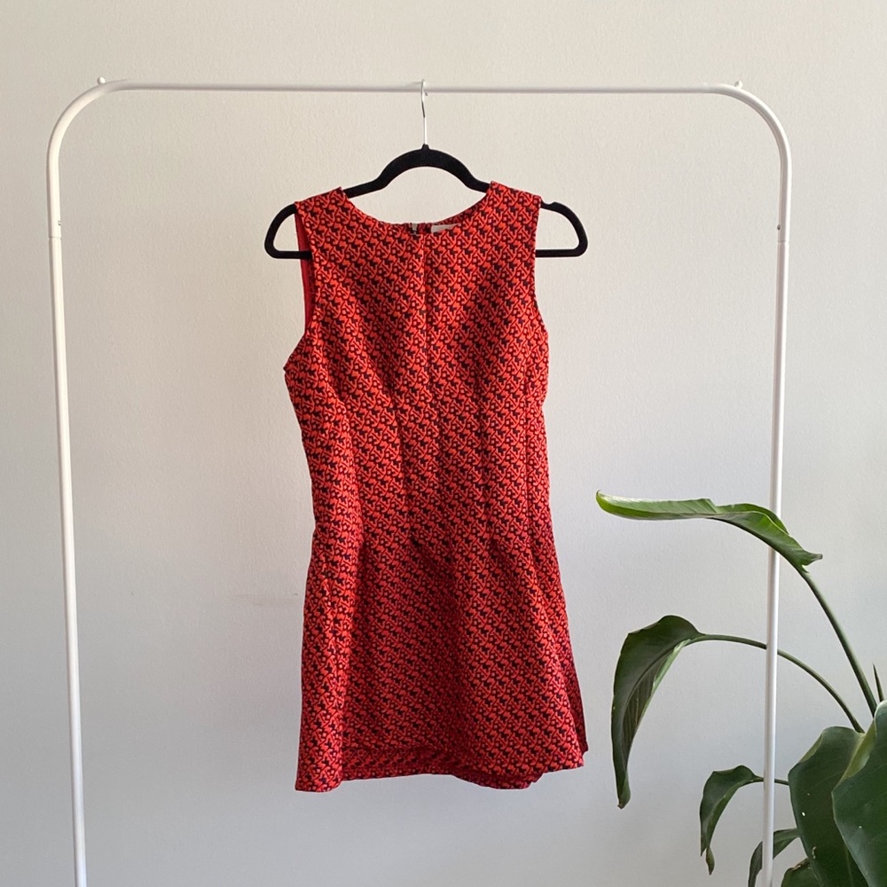 Mod-inspired red mini dress